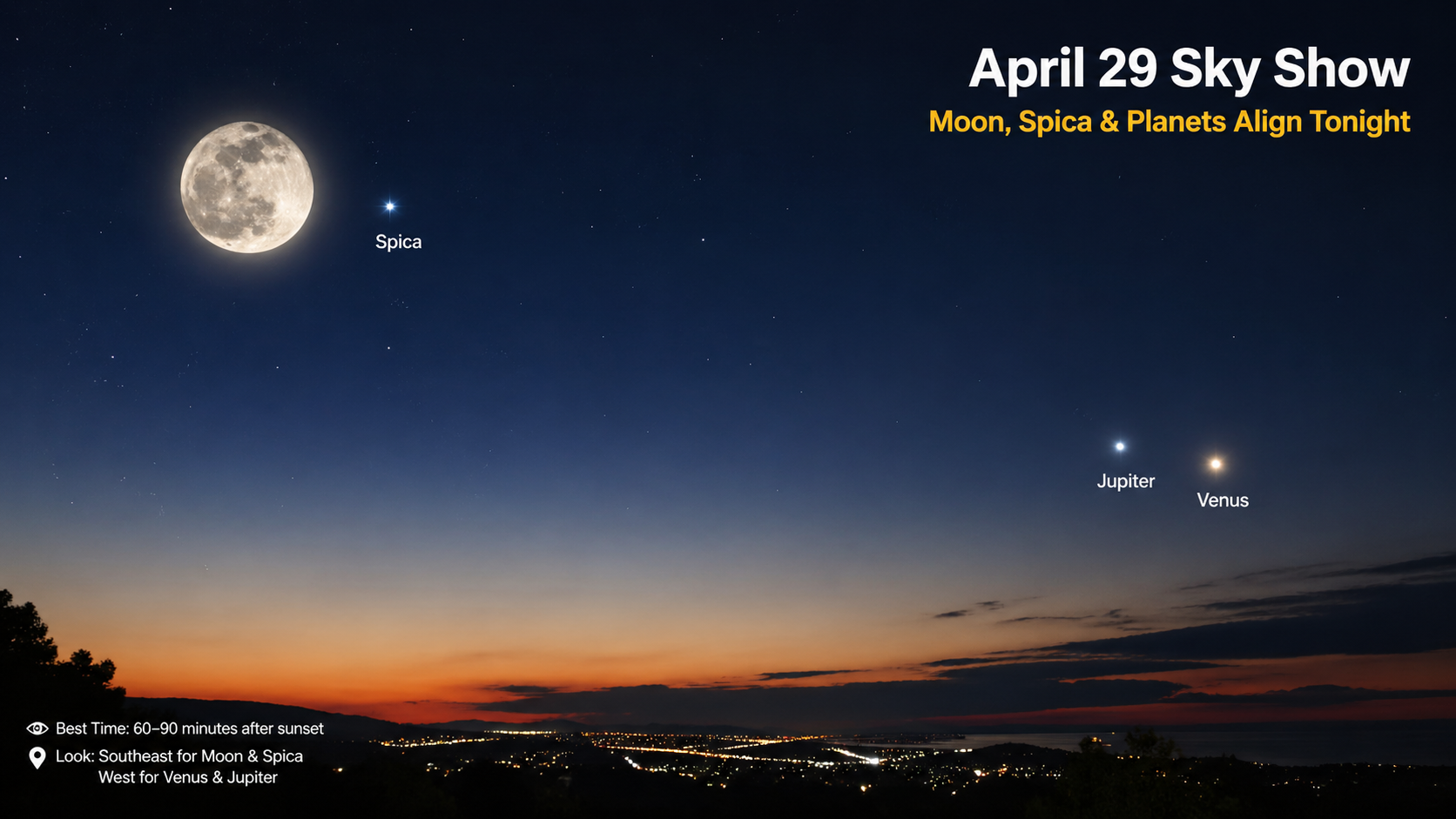 April 29 Sky Show Moon, Spica & Planets Align Tonight